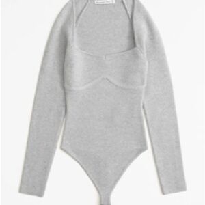 Abercrombie & Fitch Light Gray Long Sleeve Bodysuit